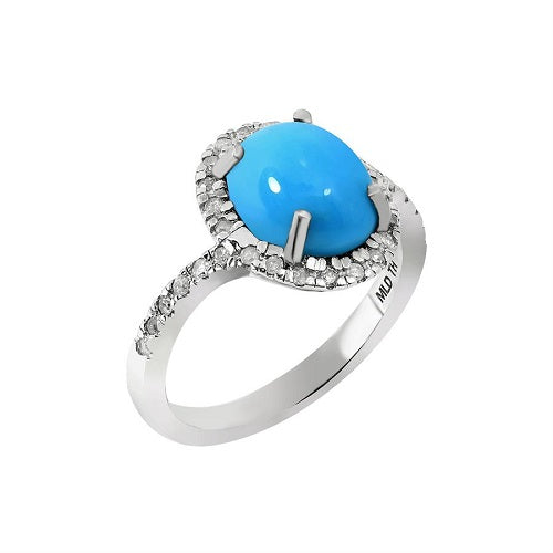 Turquoise 2.51cts and White Dimond 0.24cts. Ring