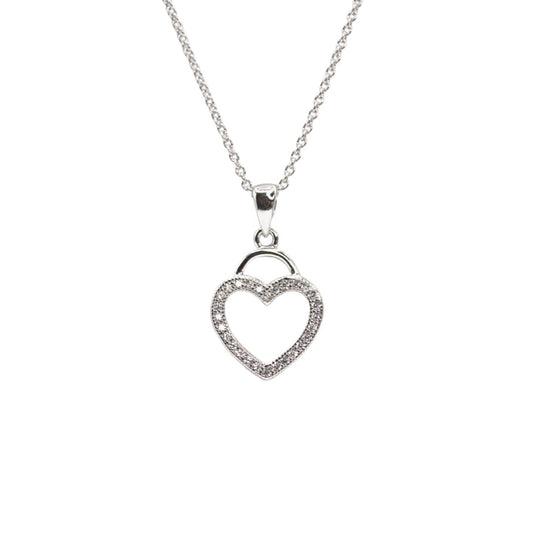 Heart Shape with Natural Zircons and 18" Sterling Silver Chain Rhodium Plated 75-HRT