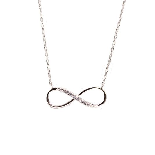 Infinity Pendant with natural zircons and Sterling silver chain