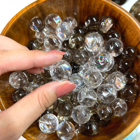 Mini Clear and Smoky Quartz Spheres