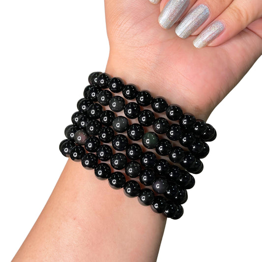 Black Obsidian Bead Bracelet IMK-10