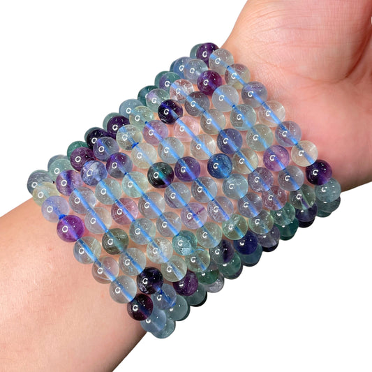Blue Fluorite Bead Bracelet INC-13