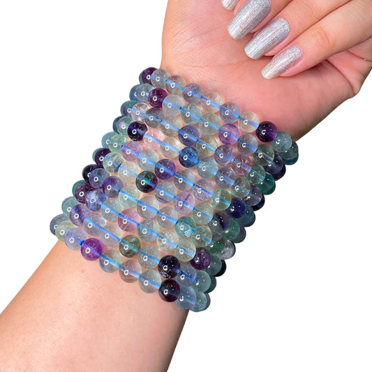 Blue Fluorite Bead Bracelet INC-13
