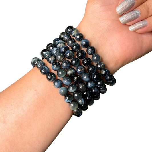Blue Tiger Eye Bead Bracelet INB-20