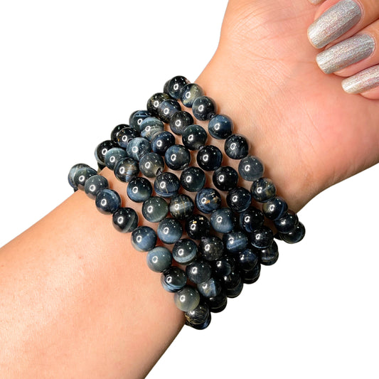 Blue Tiger Eye Bead Bracelet INB-20