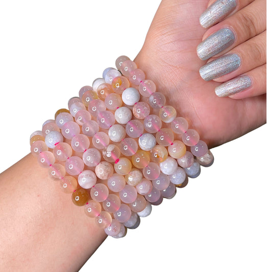 Flower Agate Bead Bracelet INE-16
