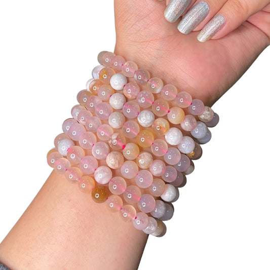Flower Agate Bead Bracelet INE-16