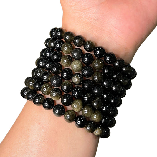 Gold Sheen Obsidian Bead Bracelet IMJ-10