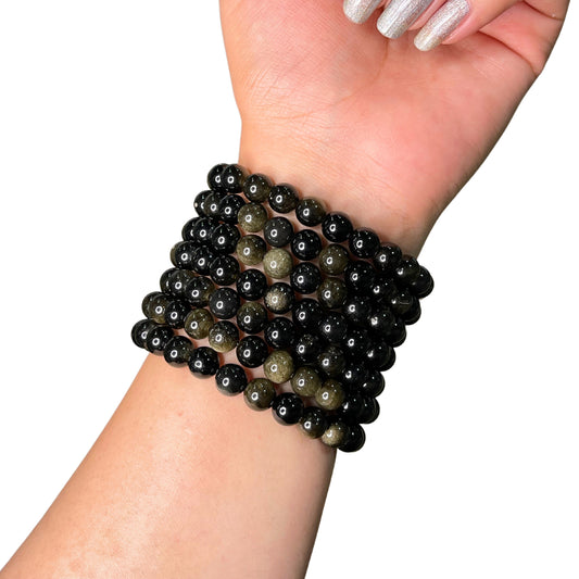Gold Sheen Obsidian Bead Bracelet IMJ-10