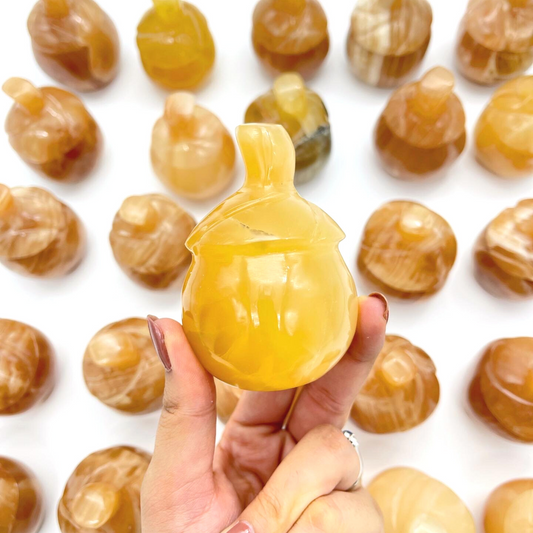 Honey Calcite Acorn Carving