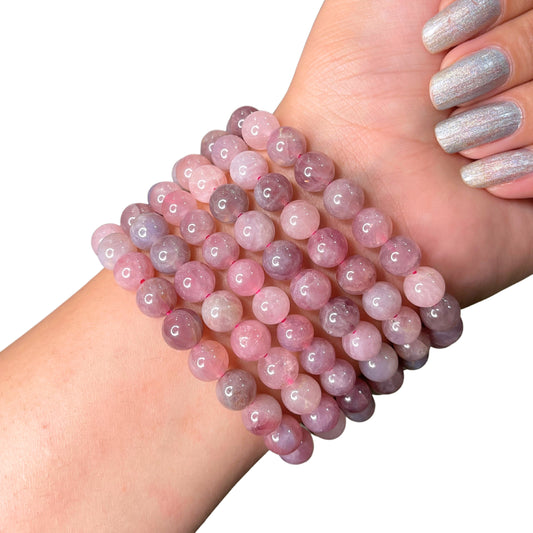 Lavender Quartz Bead Bracelet INJ-15