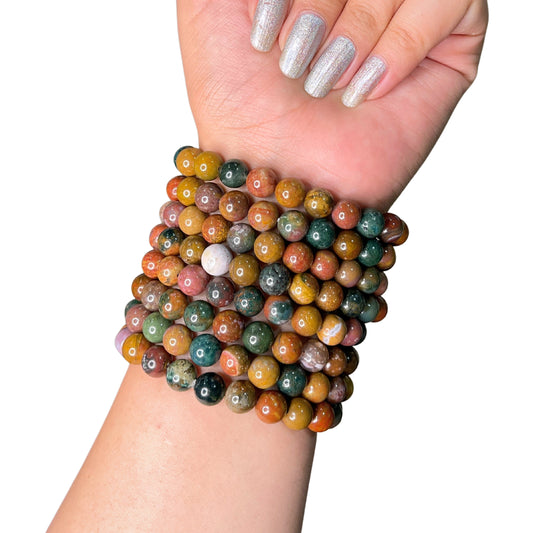 Ocean Jasper Bead Bracelet IMQ-13