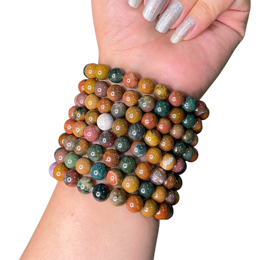 Ocean Jasper Bead Bracelet IMQ-13