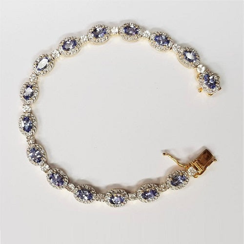 SS/Yellow Gold Plated - Tanzanite with White Zircon Bracelet