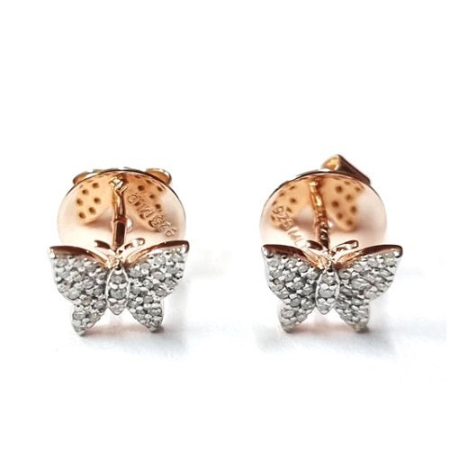 Rose Gold Plate White Diamond Stud Earring (0.18cts)