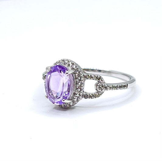 Amethyst With White Topaz Ring 199-BAN