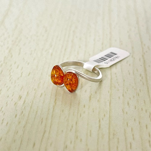 Pear Cut Baltic Amber Ring in Sterling Silver 925 10