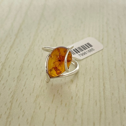 Pear Cut Baltic Amber Ring in Sterling Silver 925 08