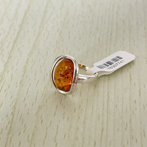 Oval Cut Baltic Amber Ring in Sterling Silver 925 11