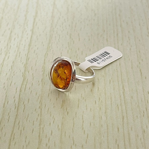 Oval Cut Baltic Amber Ring in Sterling Silver 925 12