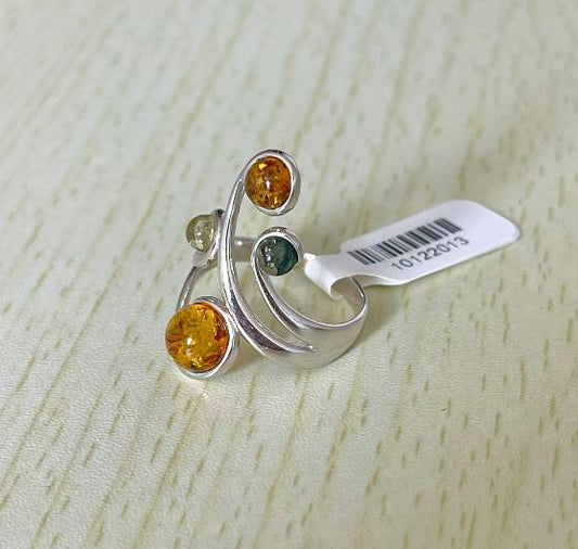 Round Cut Baltic Amber Ring in Sterling Silver 925 29