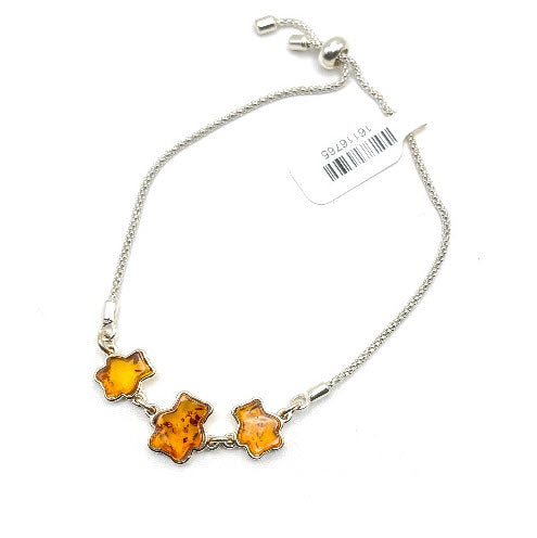 3 Bear Shaped Baltic Amber Bracelet in Sterling Silver 925 99-ICO