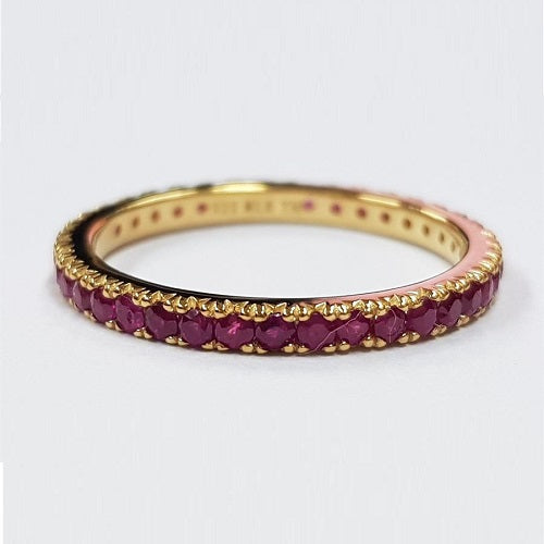 Yellow Gold Plate Ruby Eternity Band Ring 199-CBS