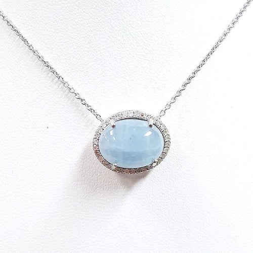 Aquamarine with 1/4cts (I2) White Diamond Pendant 450-CAM