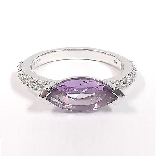 Amethyst with White Zircon Ring