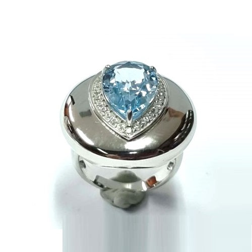 Sky Blue Topaz White Zircon Ring